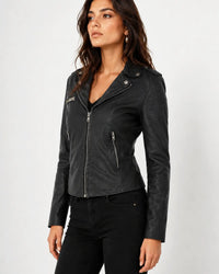 Classic Lamb Leather Washed Vintage Women Jacket