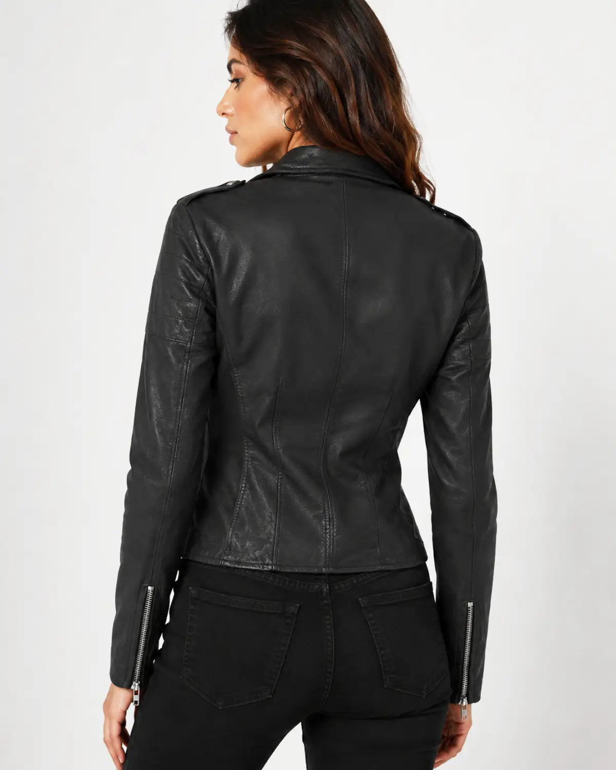 Classic Lamb Leather Washed Vintage Women Jacket