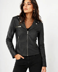 Classic Lamb Leather Washed Vintage Women Jacket