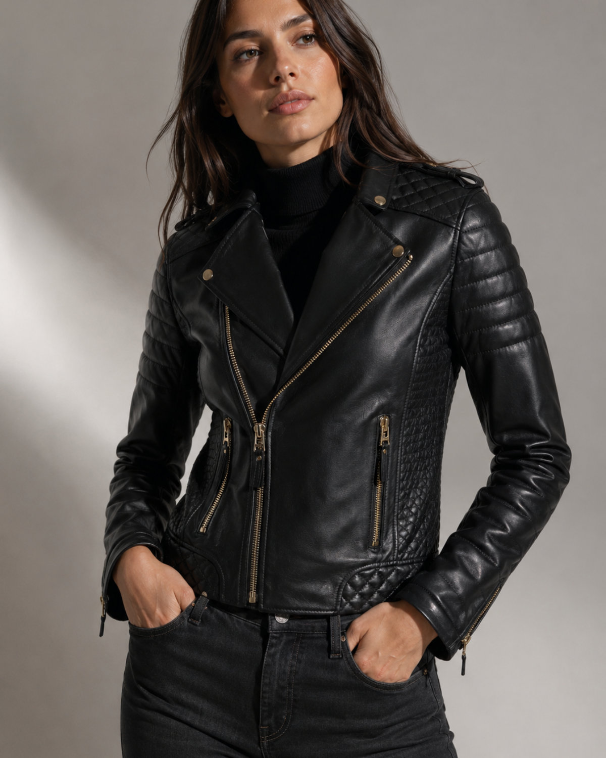 New York Leather Woman Moto Jacket