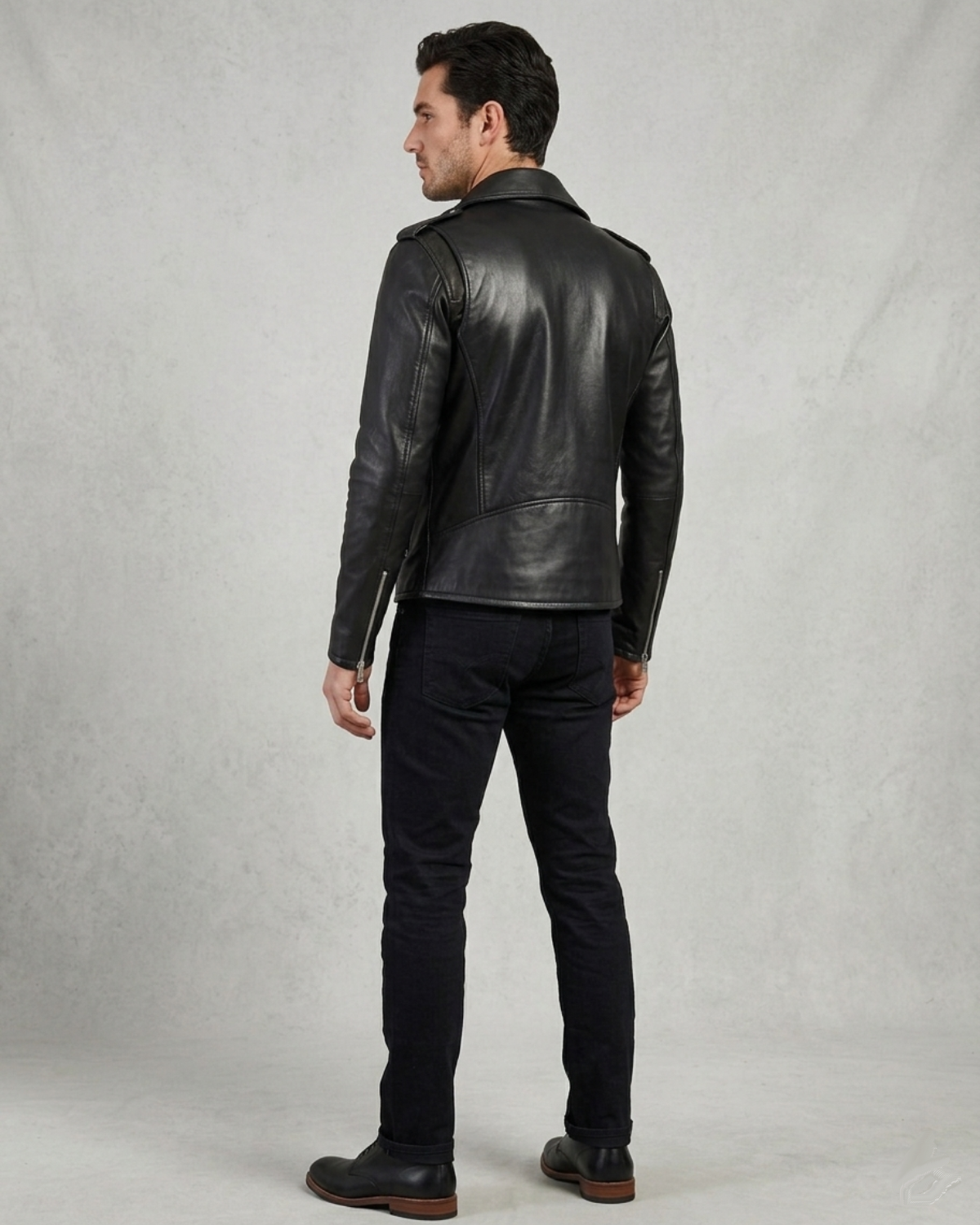 mens classic leather biker jacket 