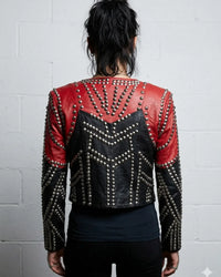 Conical Multi Studded Leather Women Jacket 