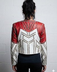 Leather Conical Multi Studded Woman Jacket
