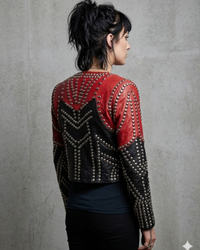 Leather Conical Multi Studded Woman Jacket