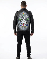 DIVINE KALI HAND-PAINTED LEATHER BIKER JACKET
