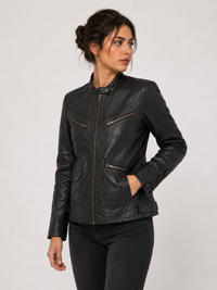 Limited Edition Hand Painted Women Devil face  Leather Jacket