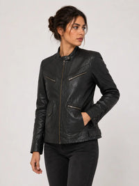 Limited Edition Hand Painted Women Devil face  Leather Jacket