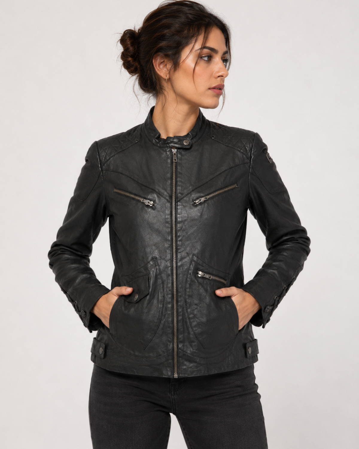 Limited Edition Hand Painted Women Devil face  Leather Jacket
