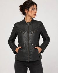 Limited Edition Hand Painted Women Devil face  Leather Jacket