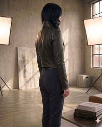 Designer asymmetric leather Jacket 