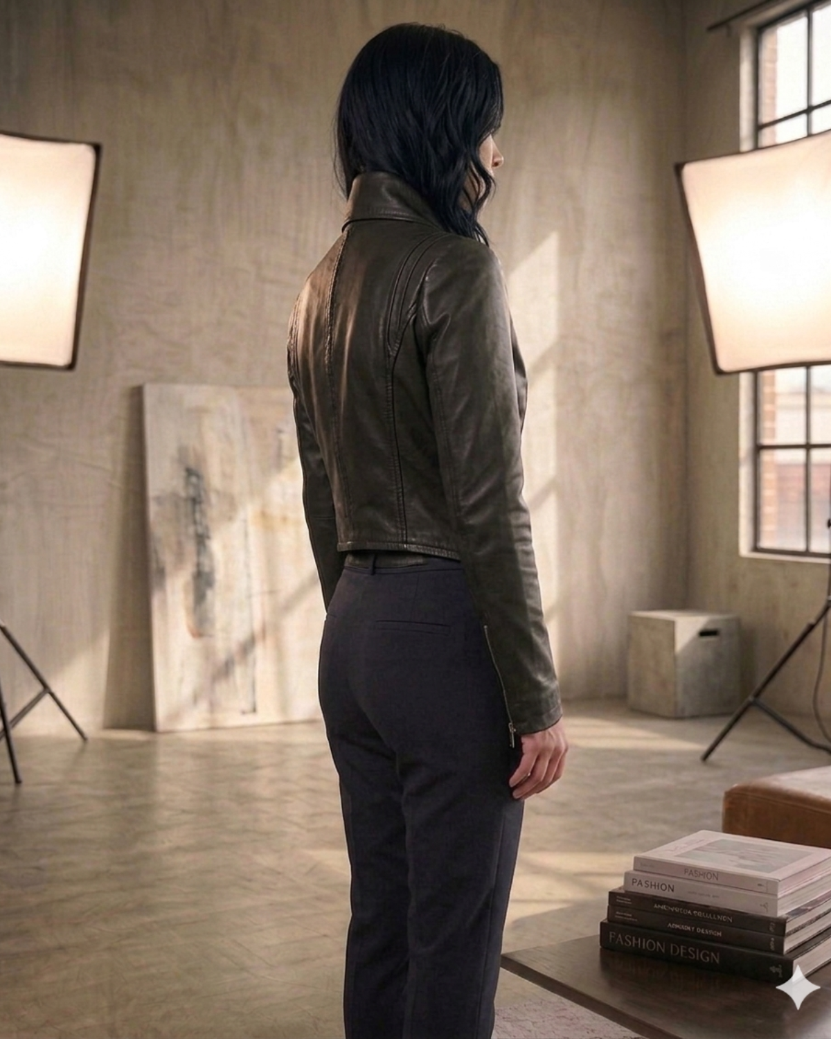 Designer asymmetric leather Jacket 