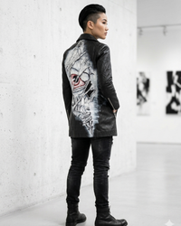 Limited Edition Hand Painted Eye Skull Women leather jacket