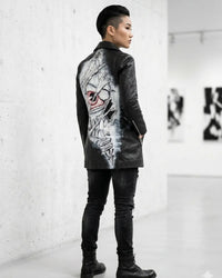 Limited Edition Hand Painted Eye Skull Women leather jacket
