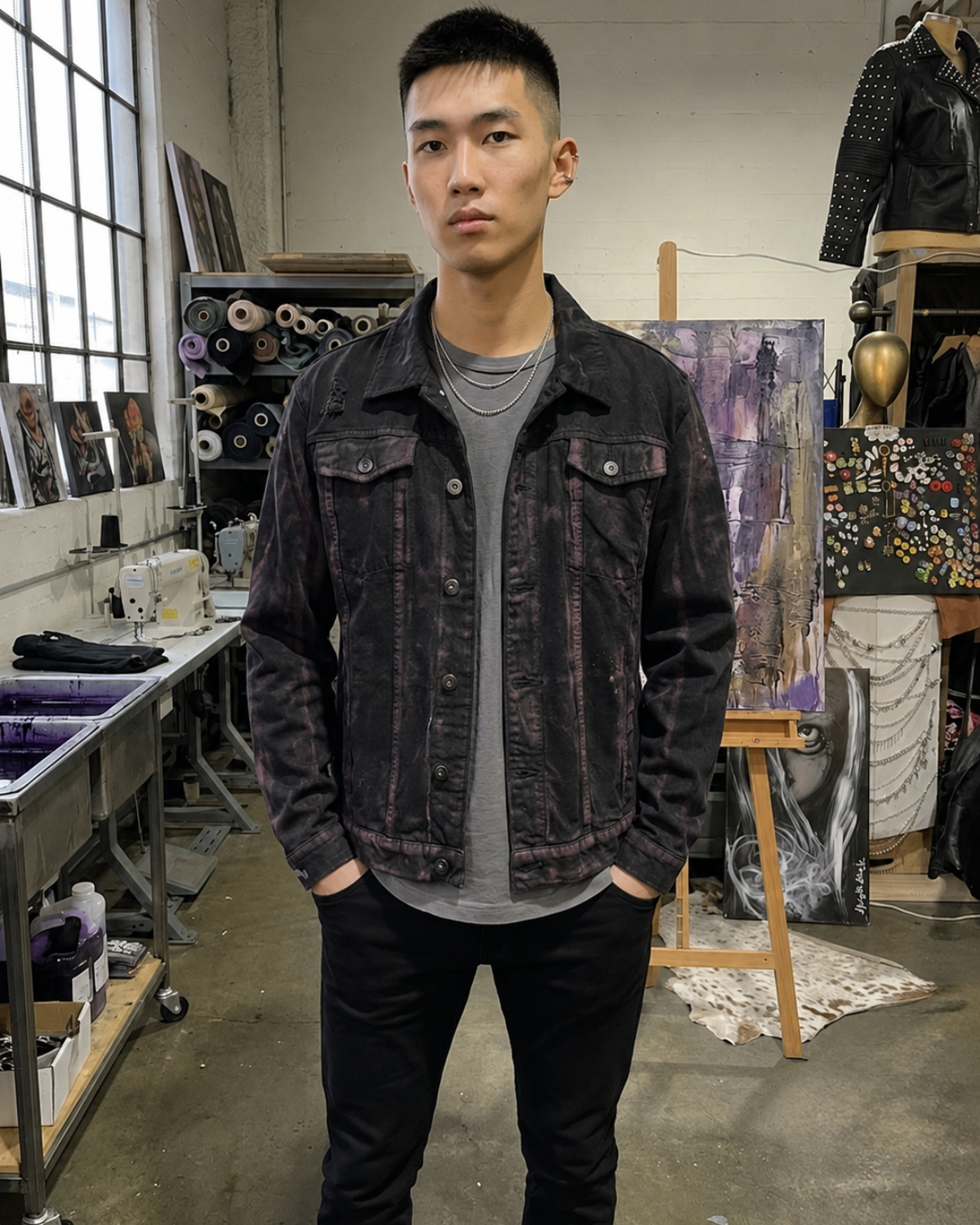 Devil patch work Unisex Denim Jacket 