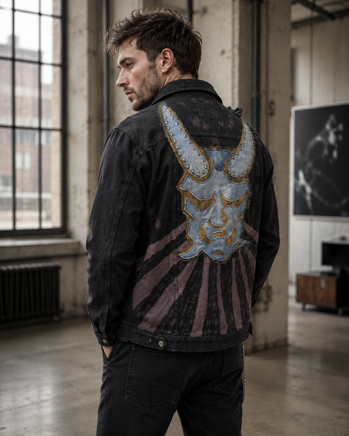 Devil patch work Unisex Denim Jacket 