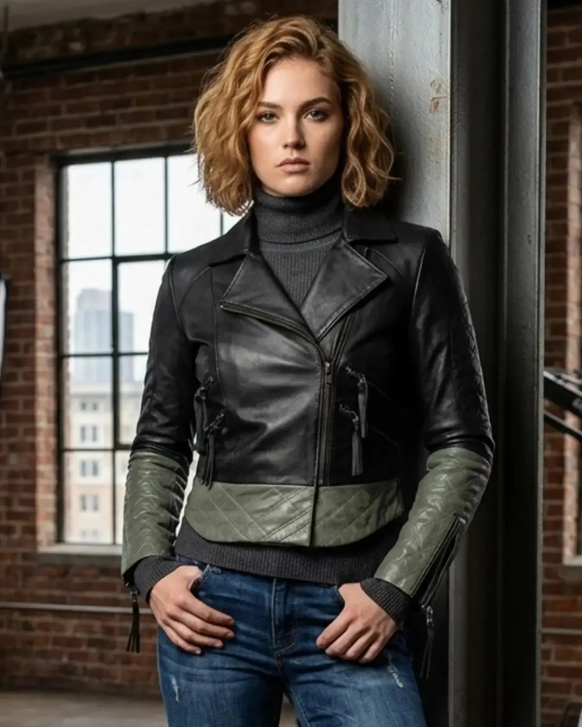 Women Short Bolero Biker Jacket in dual color.