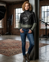 Women Short Bolero Biker Jacket in dual color.