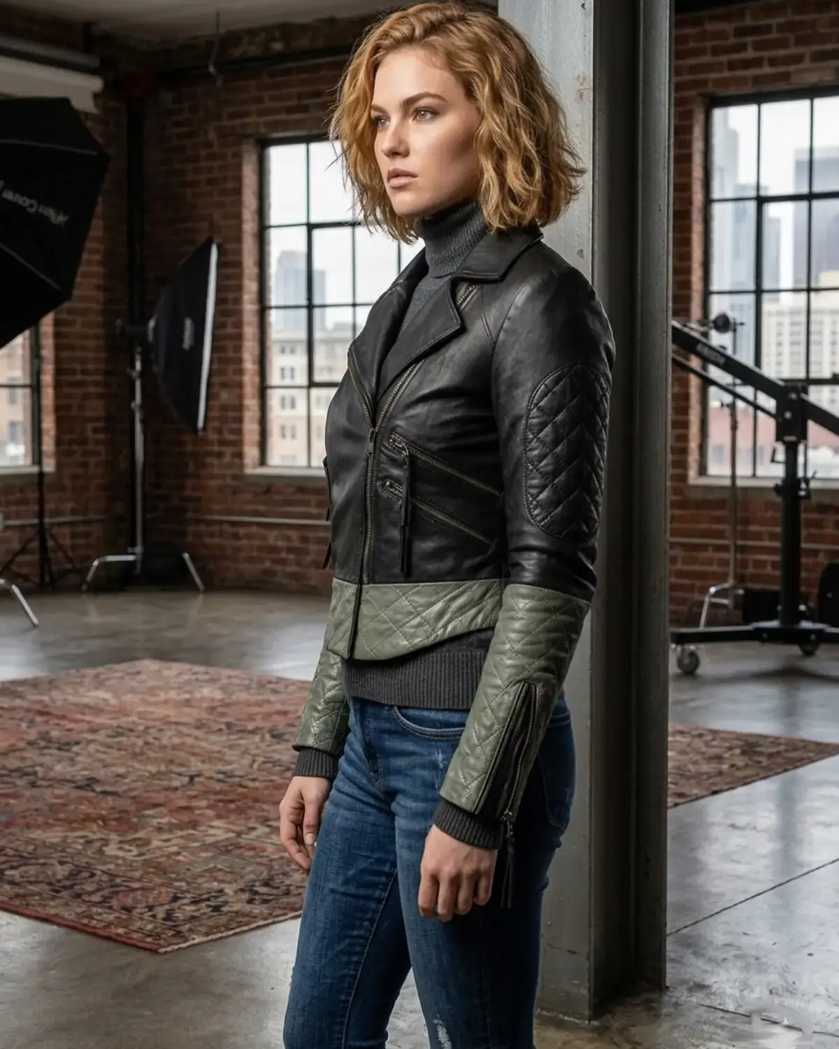 Women Short Bolero Biker Jacket in dual color.