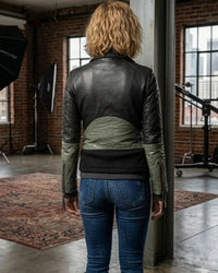 Women Short Bolero Biker Jacket in dual color.