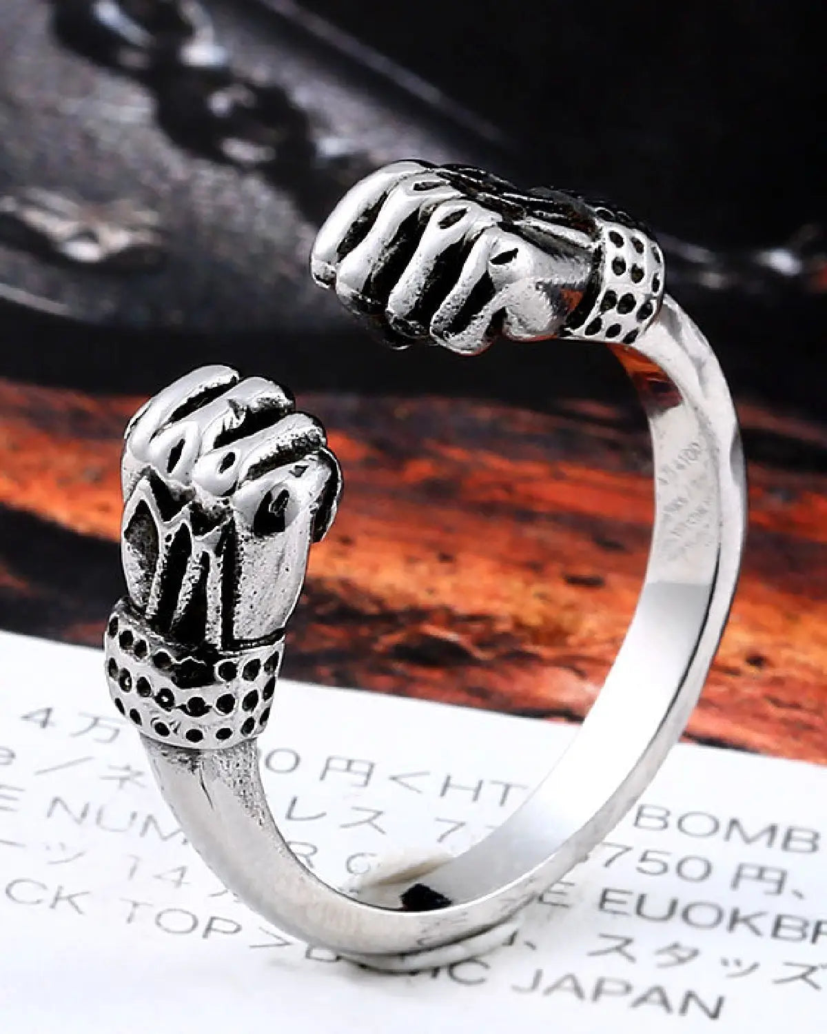 Double Fist Adjustable Men's/Women Ring stainless steel punk rock jewelry