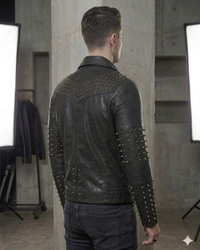 Black heavy studded leather Jacket All Black