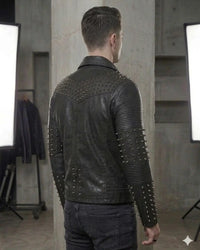 Spiked Metal Multi Studded Black Men Biker Jacket