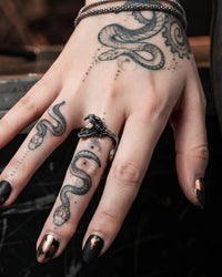 Gothic Fangs Snake Ring – Stainless Steel Open-Band Serpent Jewelry