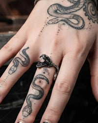 Gothic Fangs Snake Ring – Stainless Steel Open-Band Serpent Jewelry