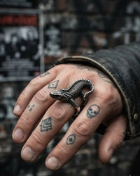 Gothic Lizard Statement Ring – Stainless Steel Punk Reptile Jewelry for Men