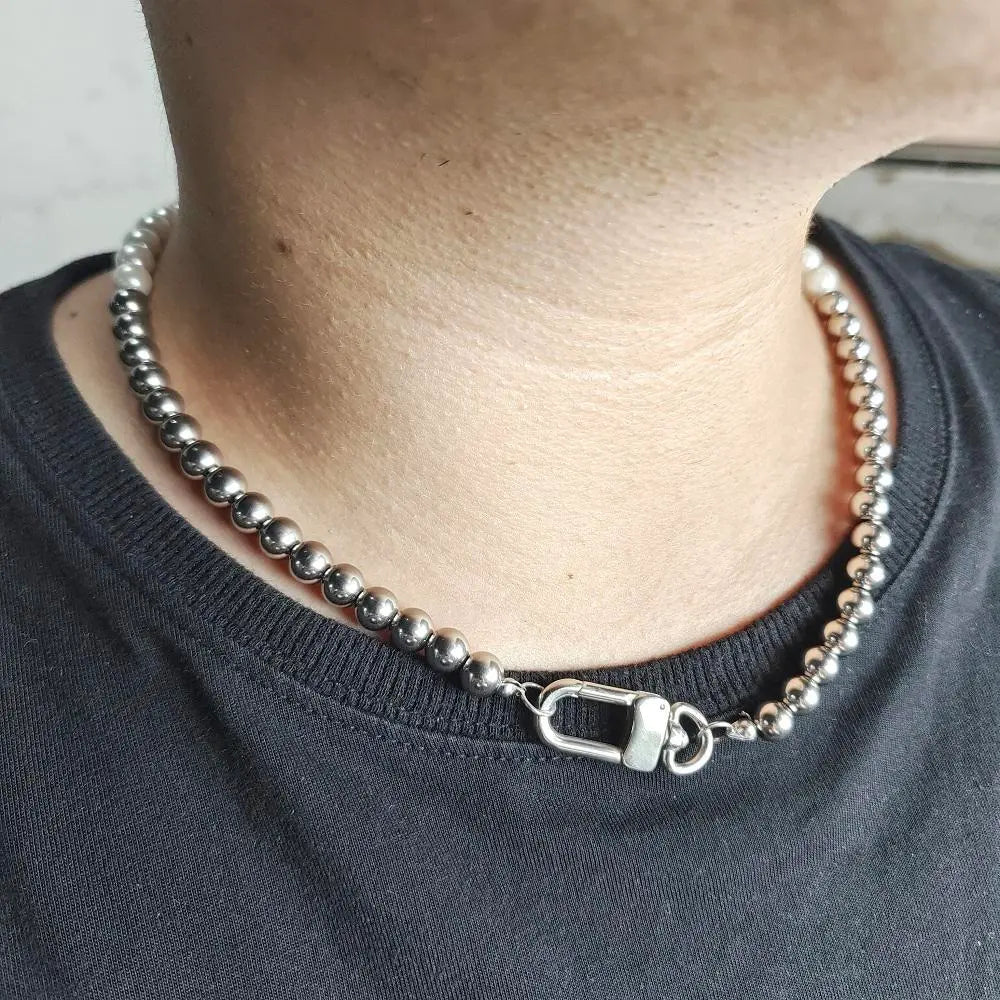 Fresh water Pearl and Steel Beads Necklace with strong clasps Must Haves