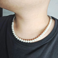 Fresh water Pearl and Steel Beads Necklace with strong clasps Must Haves