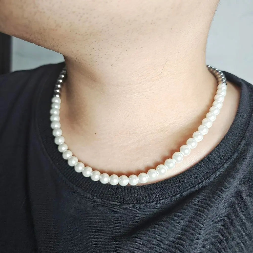 Fresh water Pearl and Steel Beads Necklace with strong clasps Must Haves