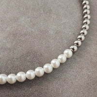 Fresh water Pearl and Steel Beads Necklace with strong clasps Must Haves