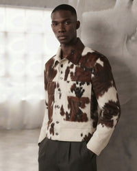 Men Hair-On Cow Hide classic Leather  jacket