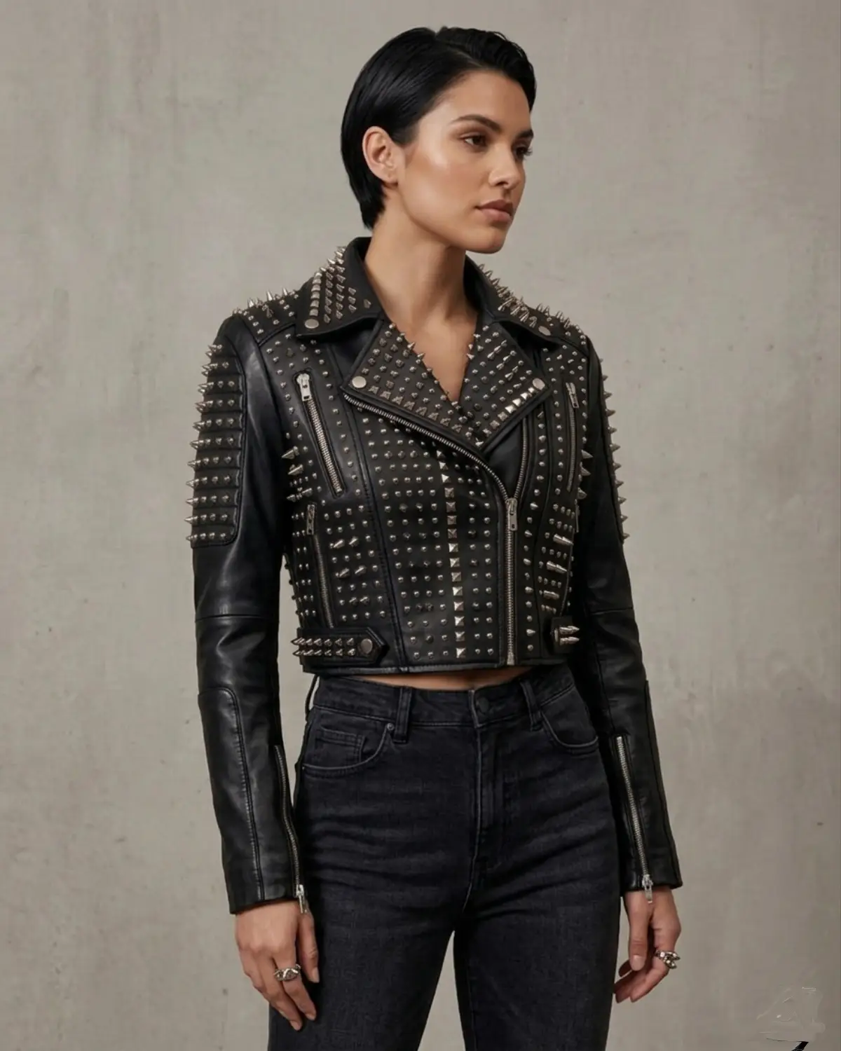 Multi studded Spike Rivets studded Women  Bolero Jacket