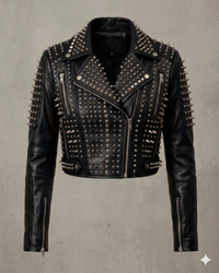 Hand made Cropped Bolero Style Leather Motorcycle Biker Women 
