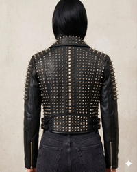 Hand made Short Cropped Bolero Style Leather Motorcycle Biker Women Jacket
