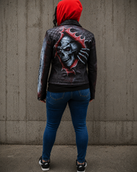Limited Edition hand painted Biker washed Waxed leather jacket