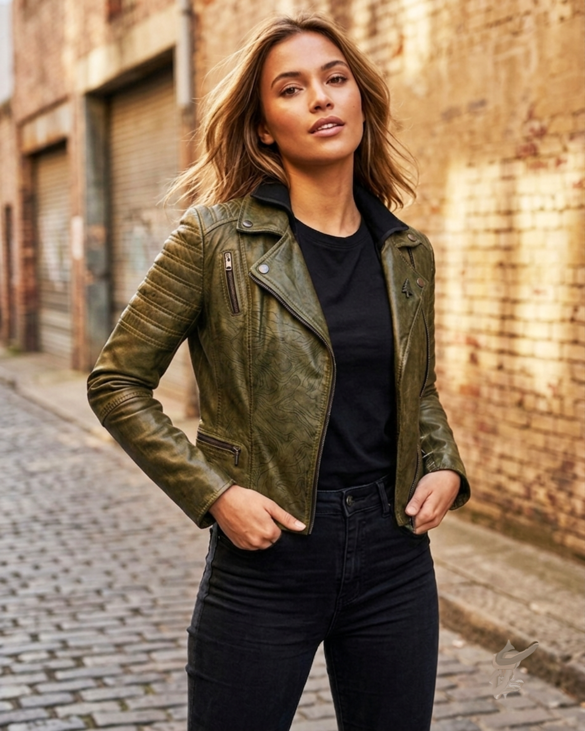 Women Leather Washed Vintage Motorcycle Biker Jacket