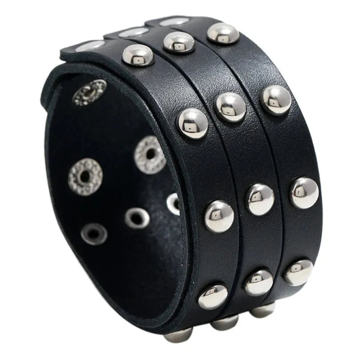 Handmade Multi-Layer Genuine Leather Fashion Bracelet for Unisex Punk Rivet Cowhide Bracelet