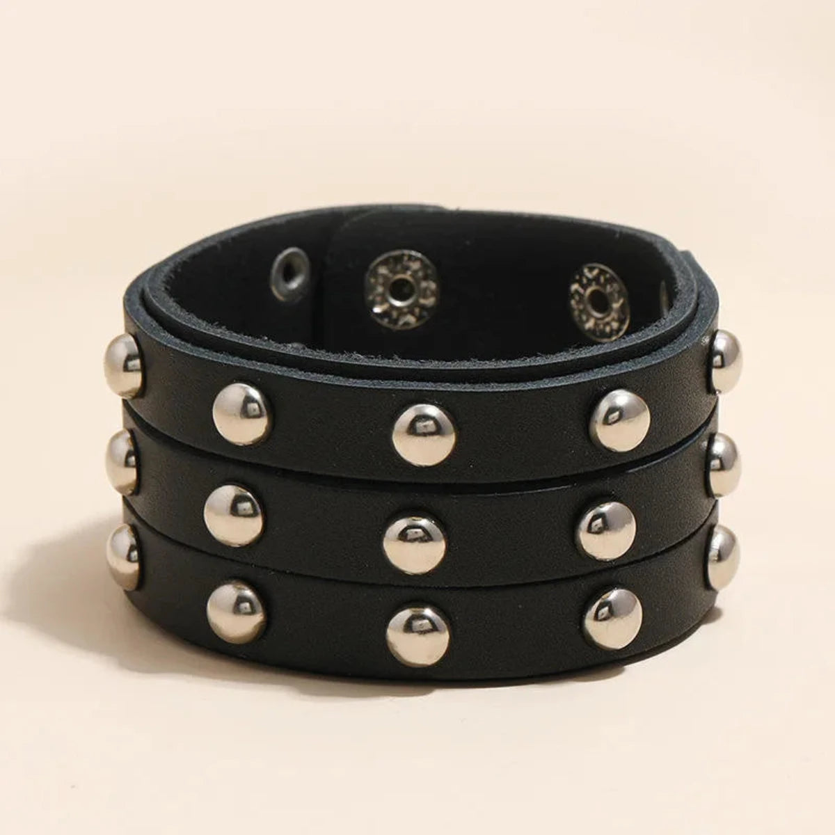 Handmade Multi-Layer Genuine Leather Fashion Bracelet for Unisex Punk Rivet Cowhide Bracelet