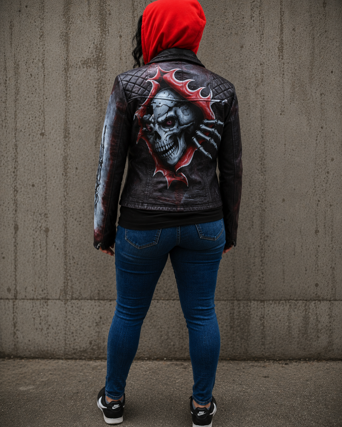 Limited Edition hand painted Biker washed Waxed leather jacket