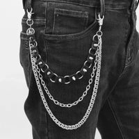 Hot seller Streetwear Punk Wallet chain with Spikes on Leather Chain