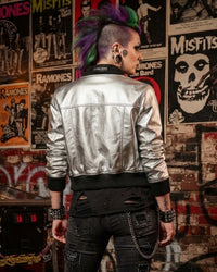 Jenice Metallic Gold and Silver Short Bomber Jacket Hot Seller designed by Vannamoda NYC