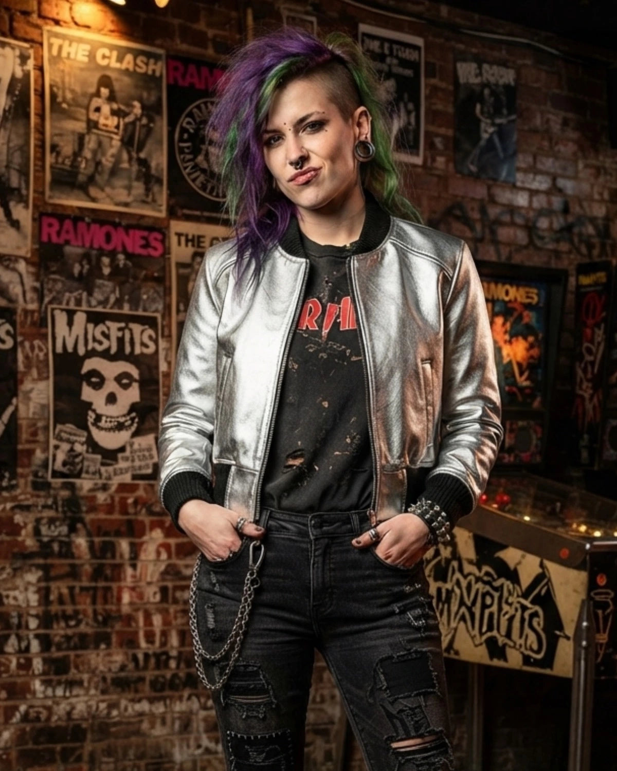 Jenice Metallic Gold and Silver Short Bomber Jacket Hot Seller designed by Vannamoda NYC