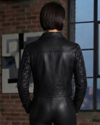 Julian Cropped Leather Woven Woman Jacket