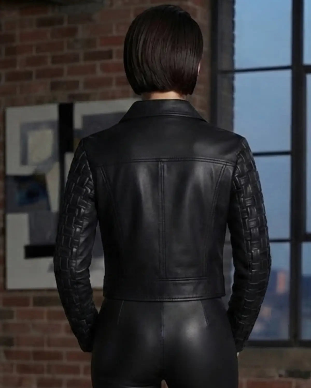 Julian Cropped Leather Woven Woman Jacket