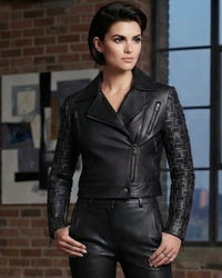 Julian Cropped Leather Woven Woman Jacket