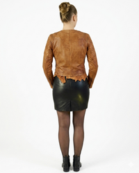 Women Lamb Leather Abstract Handcrafted Dip Dyed Biker Jacket