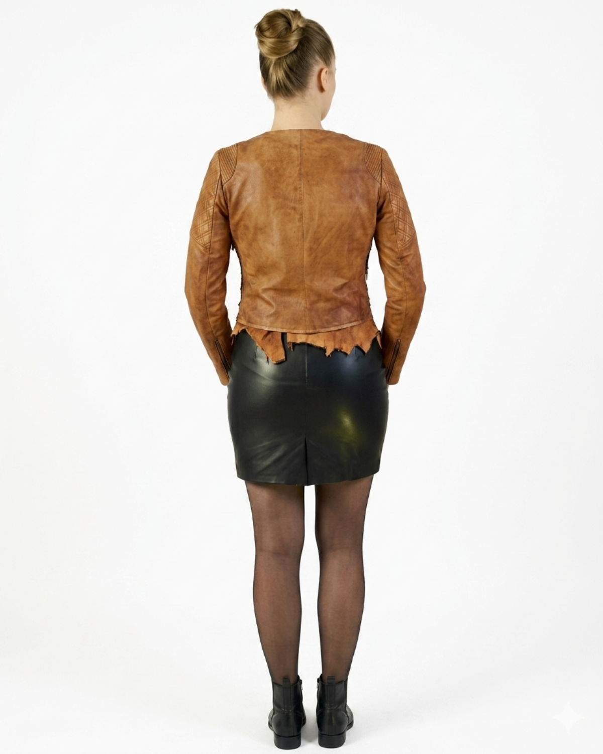 Women Lamb Leather Abstract Handcrafted Dip Dyed Biker Jacket